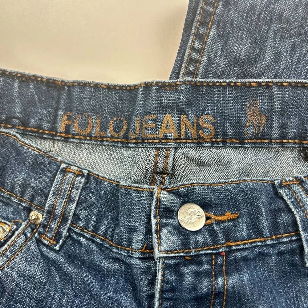 Polo Ralph Lauren Mens 34x28 Blue Denim Jeans Embroidered Pony Logo Straight Leg